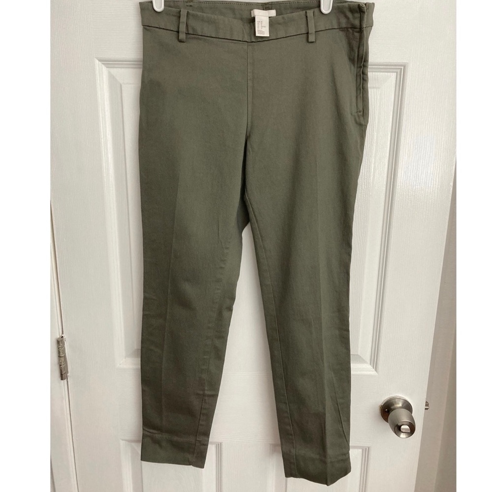 H&M Khaki Green Tapered Ankle Dress Pants
